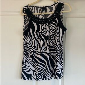Saint Tropez West Black & White Zebra Print Sleeveless Top